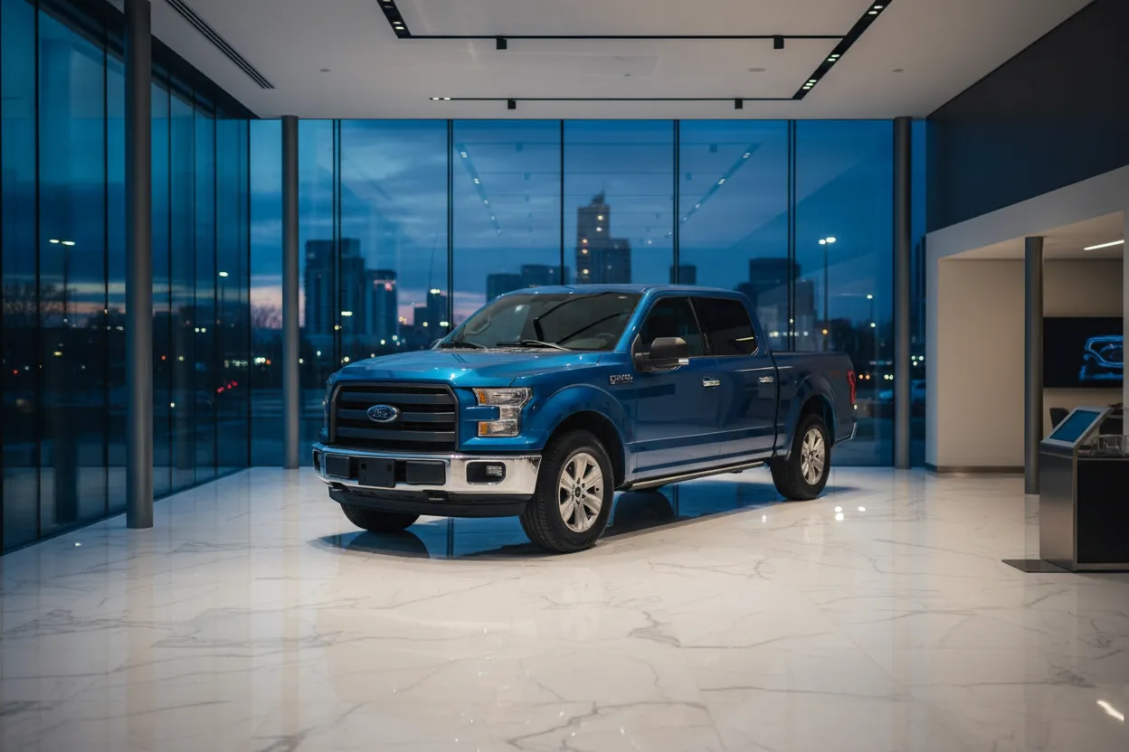Ford F-150 in a modern glass virtual showroom